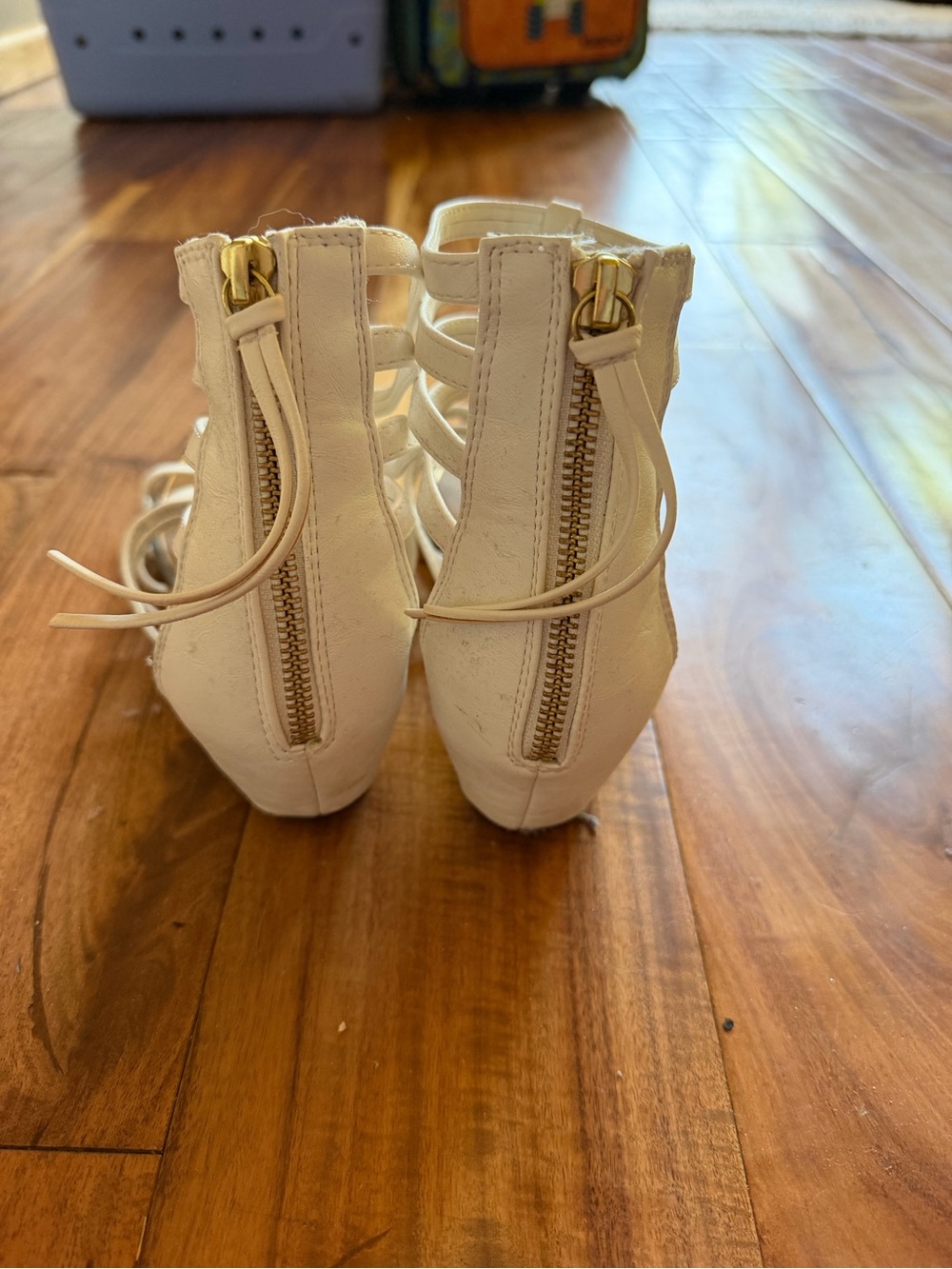 Report Cream Strappy Gladiator Sandals with Gold Accents - Picture 3 of 5
